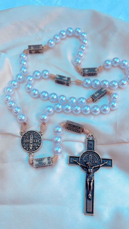 Terço dos Mistérios do Rosário Pérola Branca
