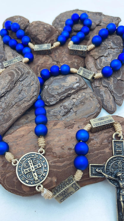 Terço dos Mistérios do Rosário Azul Emborrachado