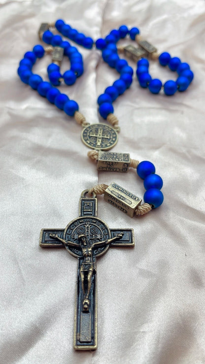 Terço dos Mistérios do Rosário Azul Emborrachado