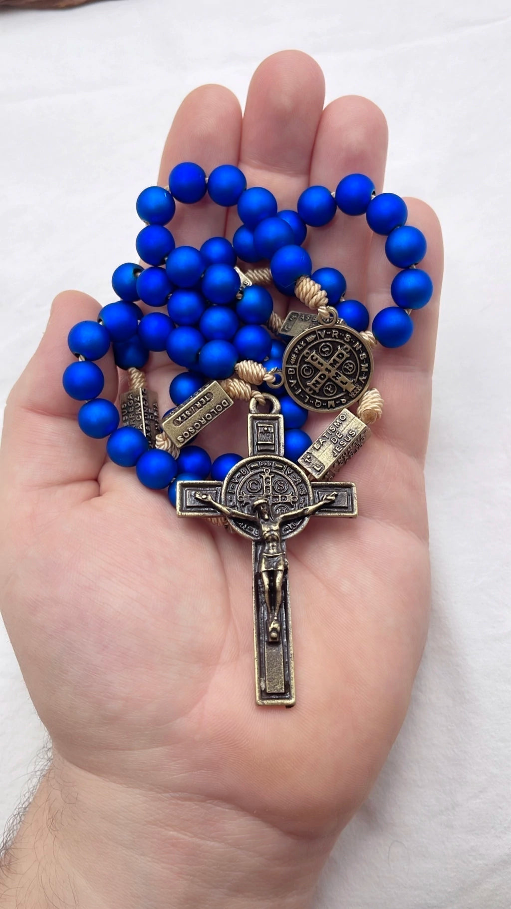 Terço dos Mistérios do Rosário Azul Emborrachado