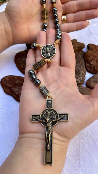 Terço dos Mistérios do Rosário Pedra Hematita