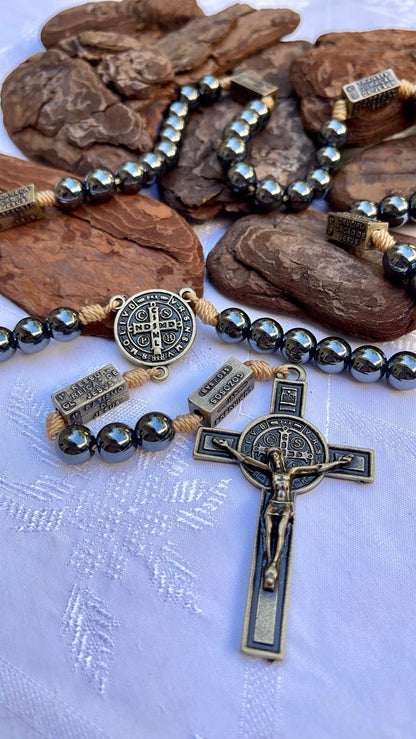 Terço dos Mistérios do Rosário Pedra Hematita