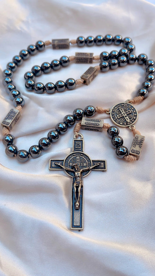 Terço dos Mistérios do Rosário Pedra Hematita