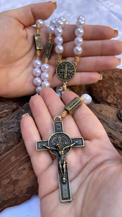 Terço dos Mistérios do Rosário Pérola Branca