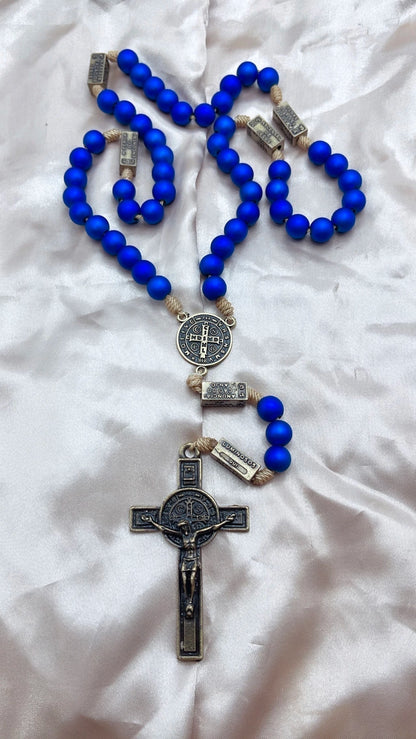 Terço dos Mistérios do Rosário Azul Emborrachado